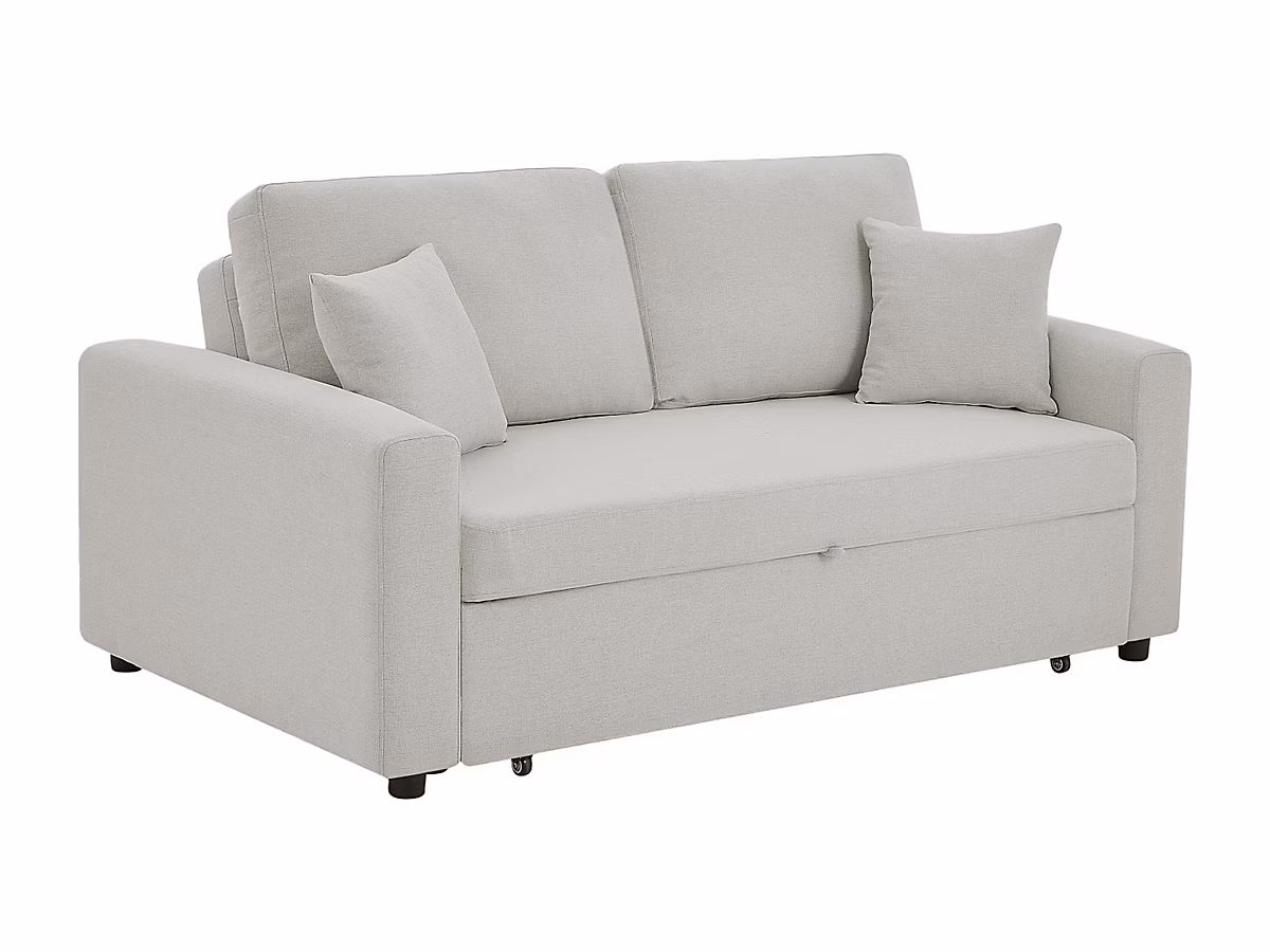 Canapé convertible – Canapé 3 places convertible en tissu beige INIZOR