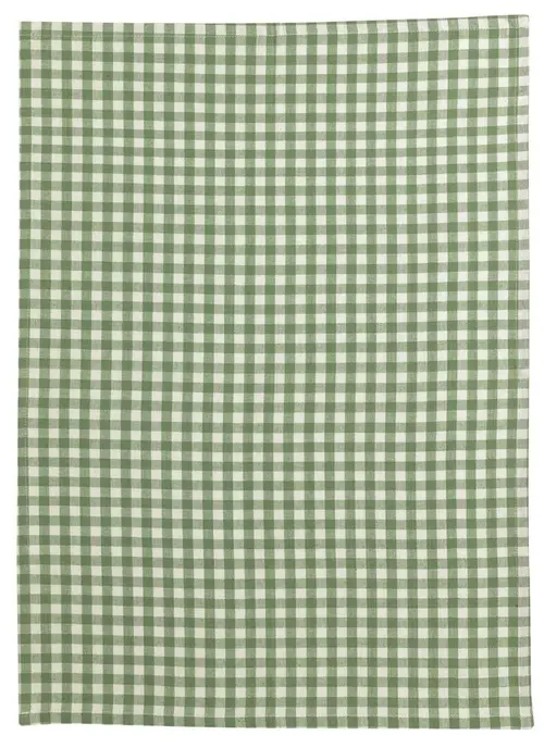 Torchon vert cactus en coton recyclé Vichy - 50 x 70 cm