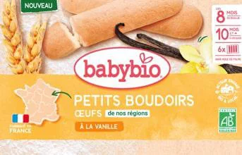 Biscuits pour bébé petits boudoirs à la vanille oeufs de nos régions Baby bio - 120 g