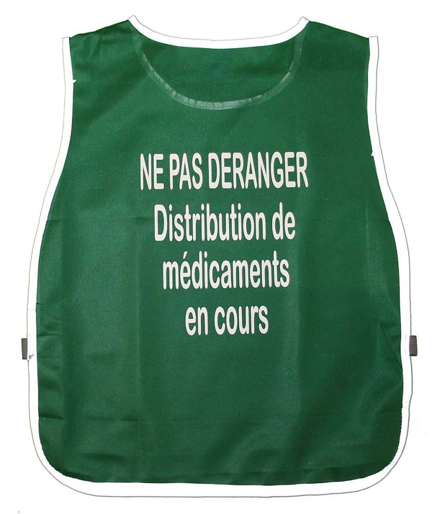 Chasuble – Ne pas déranger distribution de médicaments en cours vert paramédical, taille:2XL/3XL