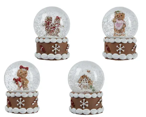 Boule à neige transparente avec personnage pain d’épices en résine - Ø 4,5 x H 6 cm