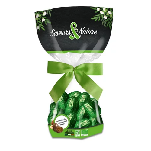 Sachet d’œufs au praliné enrobés de chocolat au lait bio Saveur & Nature - 150 g