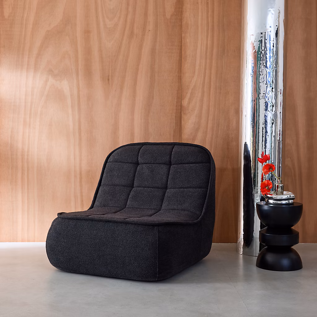 Chauffeuse bouclette texturée 1 place noir L 93 x P 104 x H 85cm – Boni