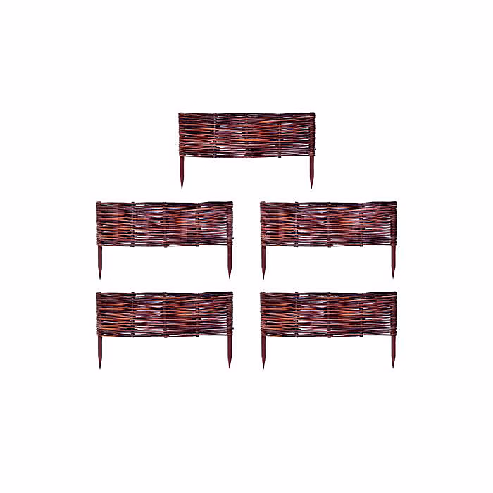 Clôture de pelouse en saule – FLORANICA, Bordure de lit de jardin, 10 cm, 5 × 40 cm