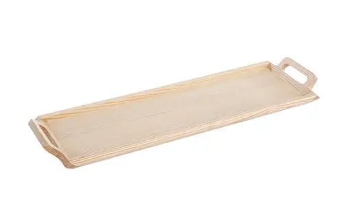 Plateau rectangulaire avec poignées coloris beige en bois de frêne - 52,5 x 16,3 x 4,5 cm