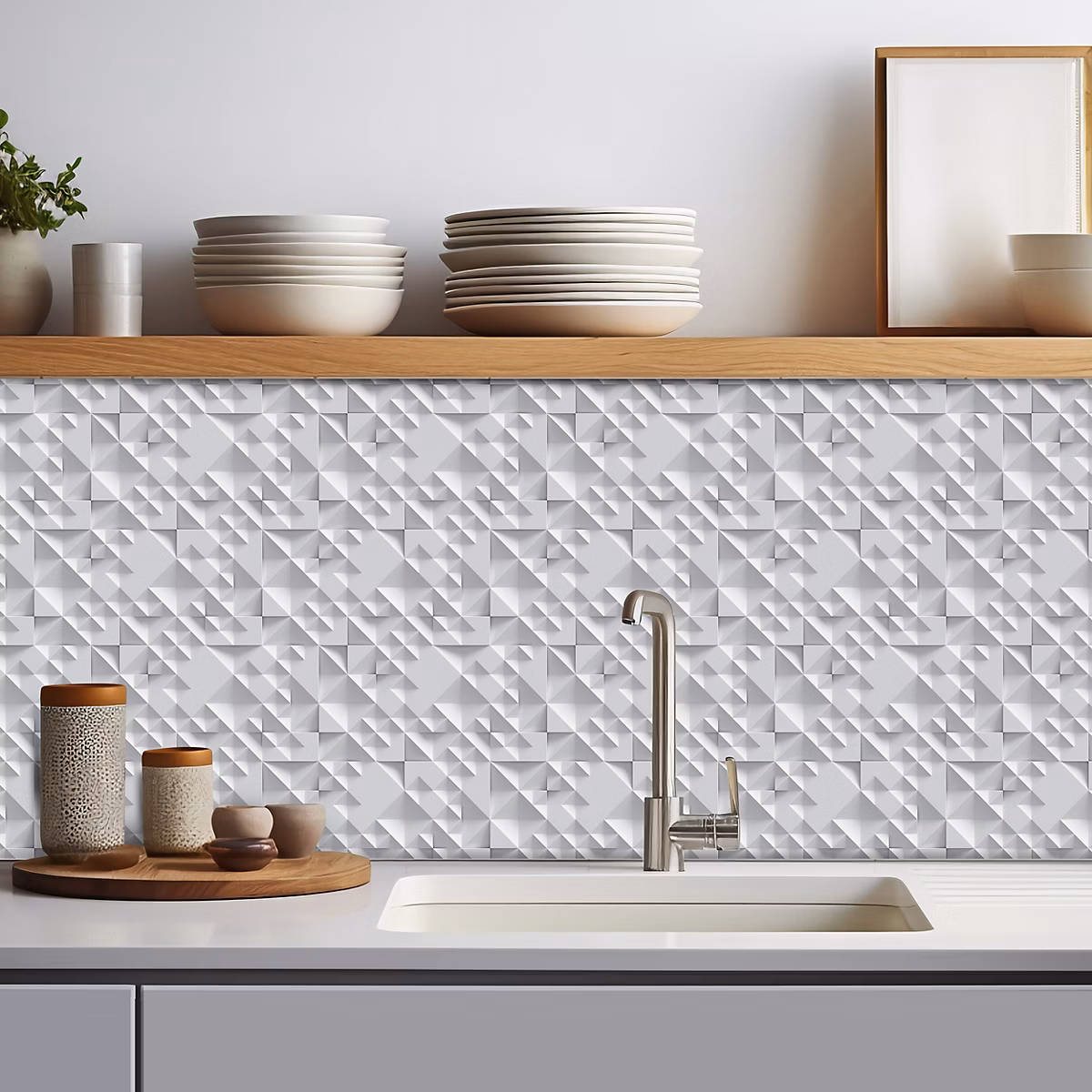 Crédence adhésive design effet 3D relief – 60 × 200cm