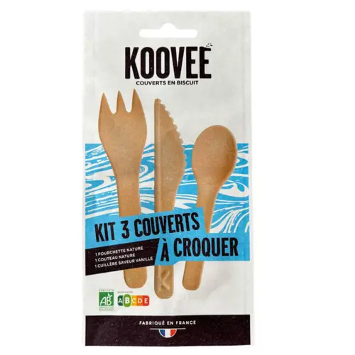 Kit de 3 couverts à croquer bio Koovee - les 3 pièces