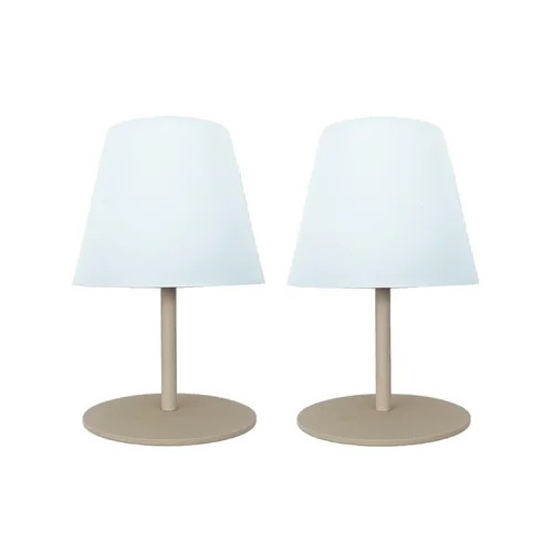 Lot de 2 lampes coloris beige effet blanc chaud en métal Batimex - Ø 10 x 16 cm