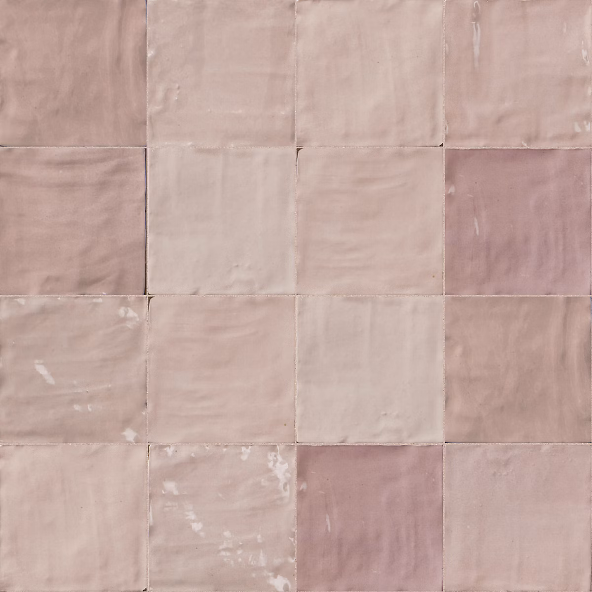 Carrelage effet Zellige Rose 10 × 10 × 0 – 85 cm Brillant Orisel, Mur intérieur (vendu par carton de 0,6 m²), RO'MA CARRELAGE
