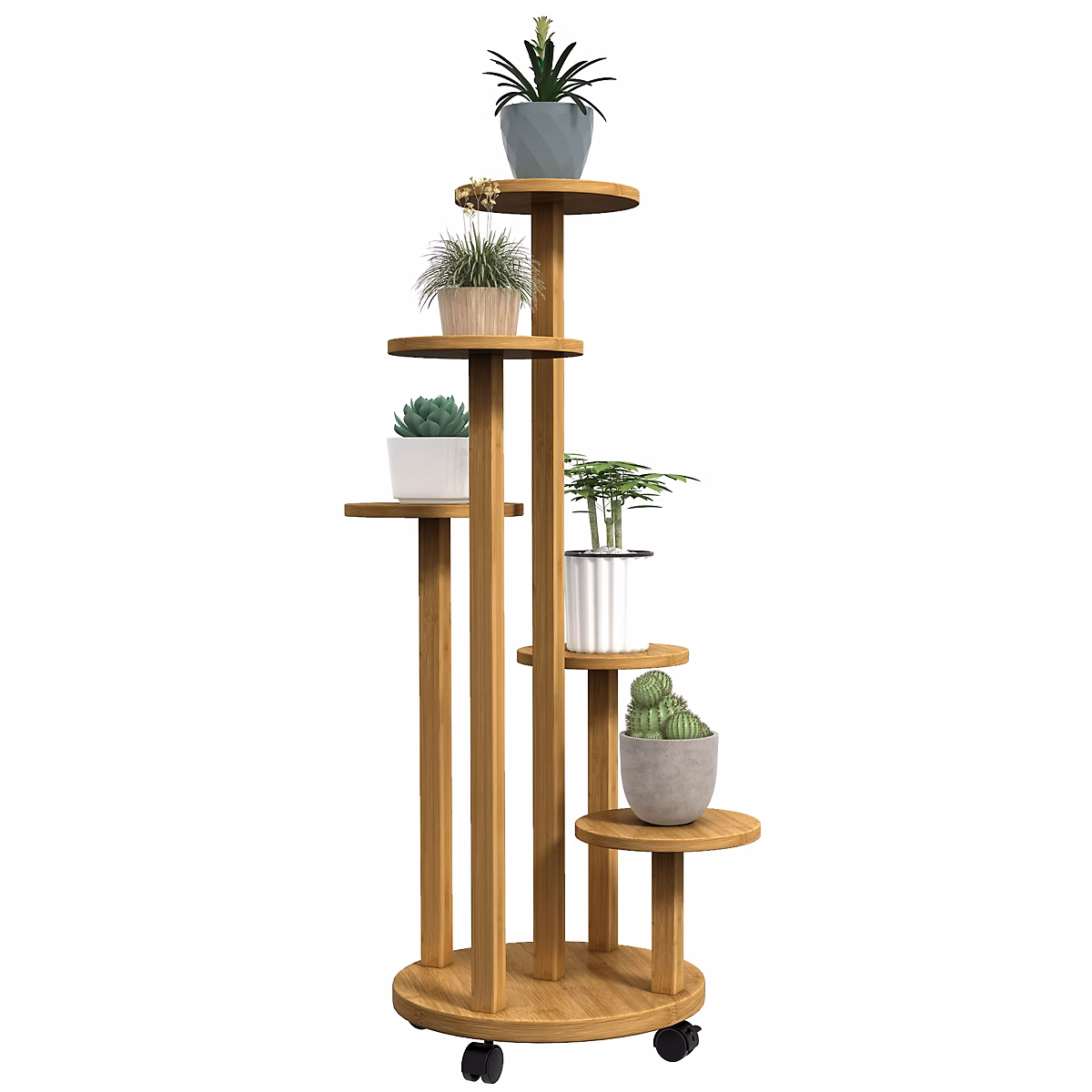 Pot de fleurs, bac, jardinière et carré potager – Étagère à plantes support à plantes 5 niveaux bambou