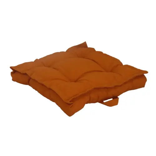 Coussin tatamis de sol carré en polyester/coton coloris abricot - 66 x 66 x 15 cm