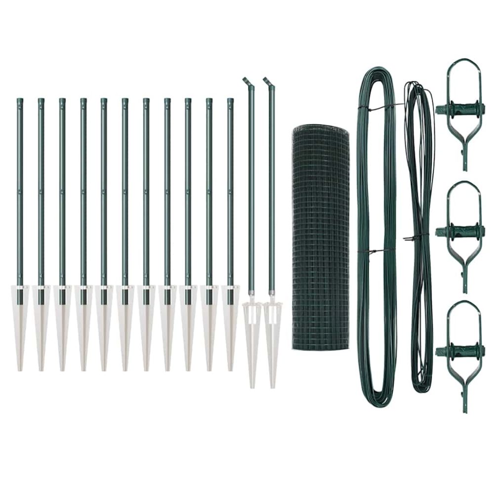vidaXL Clôture en fil soudé avec pointes 25 x 0,8 m Vert Maille – 0,8 m 1,2 cm