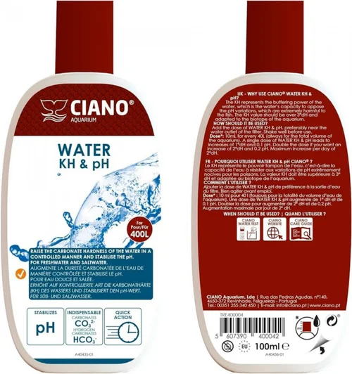 Traitement d'eau aquarium - CIANO Water KH & PH - 100ml