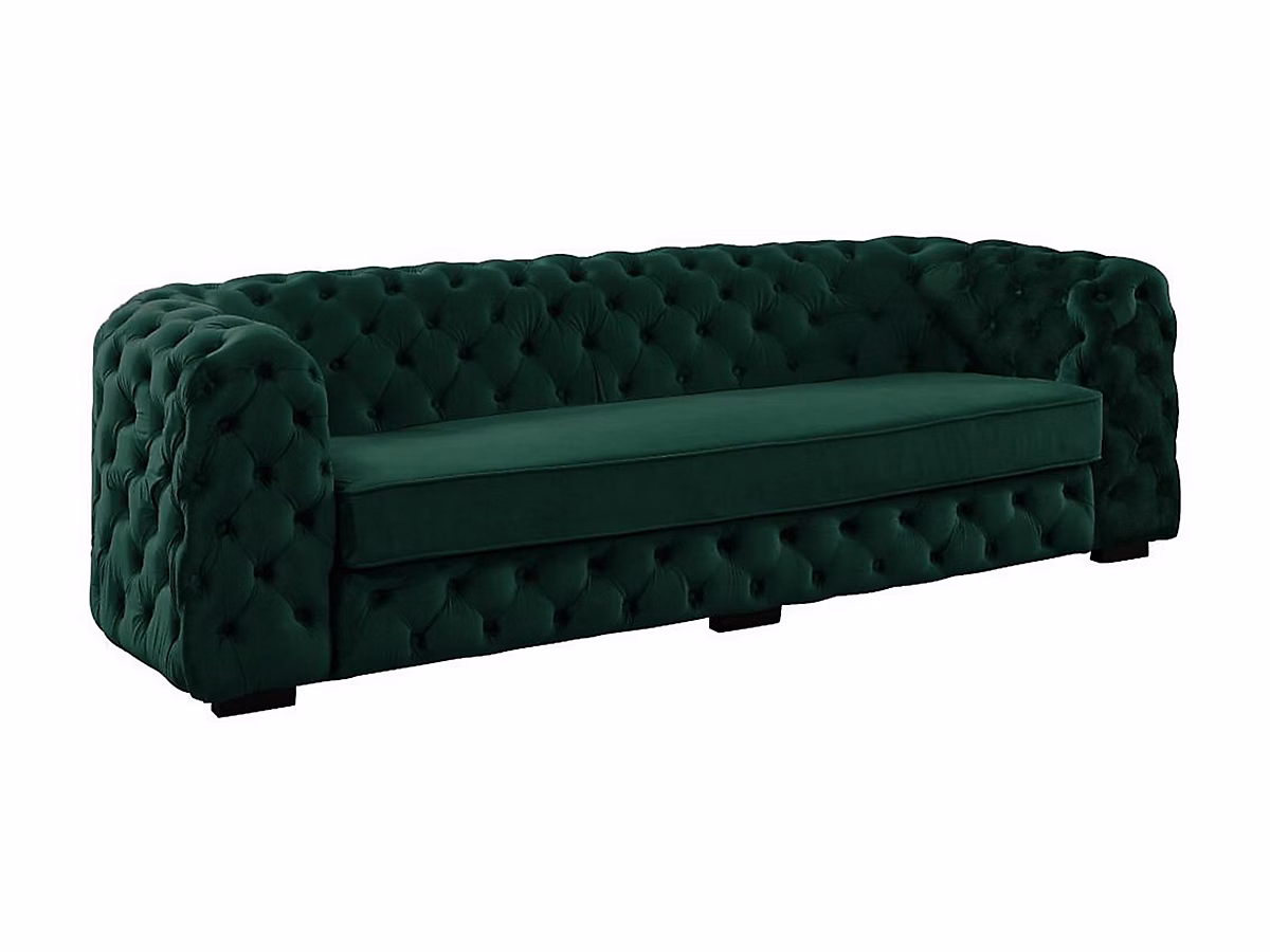 Canapé 3 places chesterfield STANLEY – Velours vert sapin