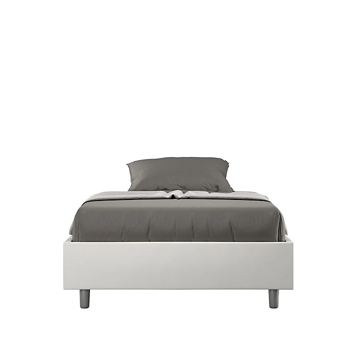 Cadre de lit 1 place et demi | Ityhome – Azelia – Similicuir blanc – 120 × 190 cm – Sommier inclus