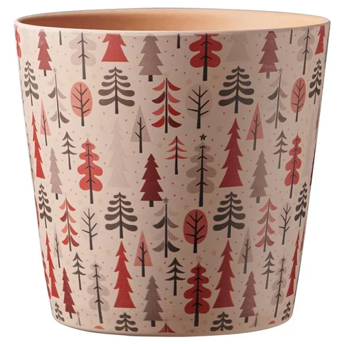 Cache-pot en céramique orangé à motifs Dallas Winter Forêt - Ø 14 x H 13 cm