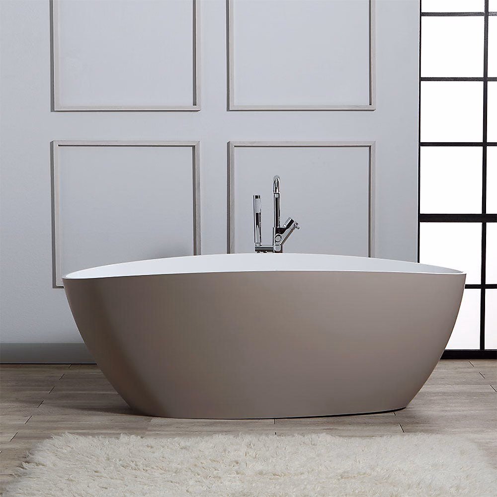Baignoire Autoportante Rachele En Résine De Marbre Blanc Et Beige – Réf. IWLZEKFKF7037334507