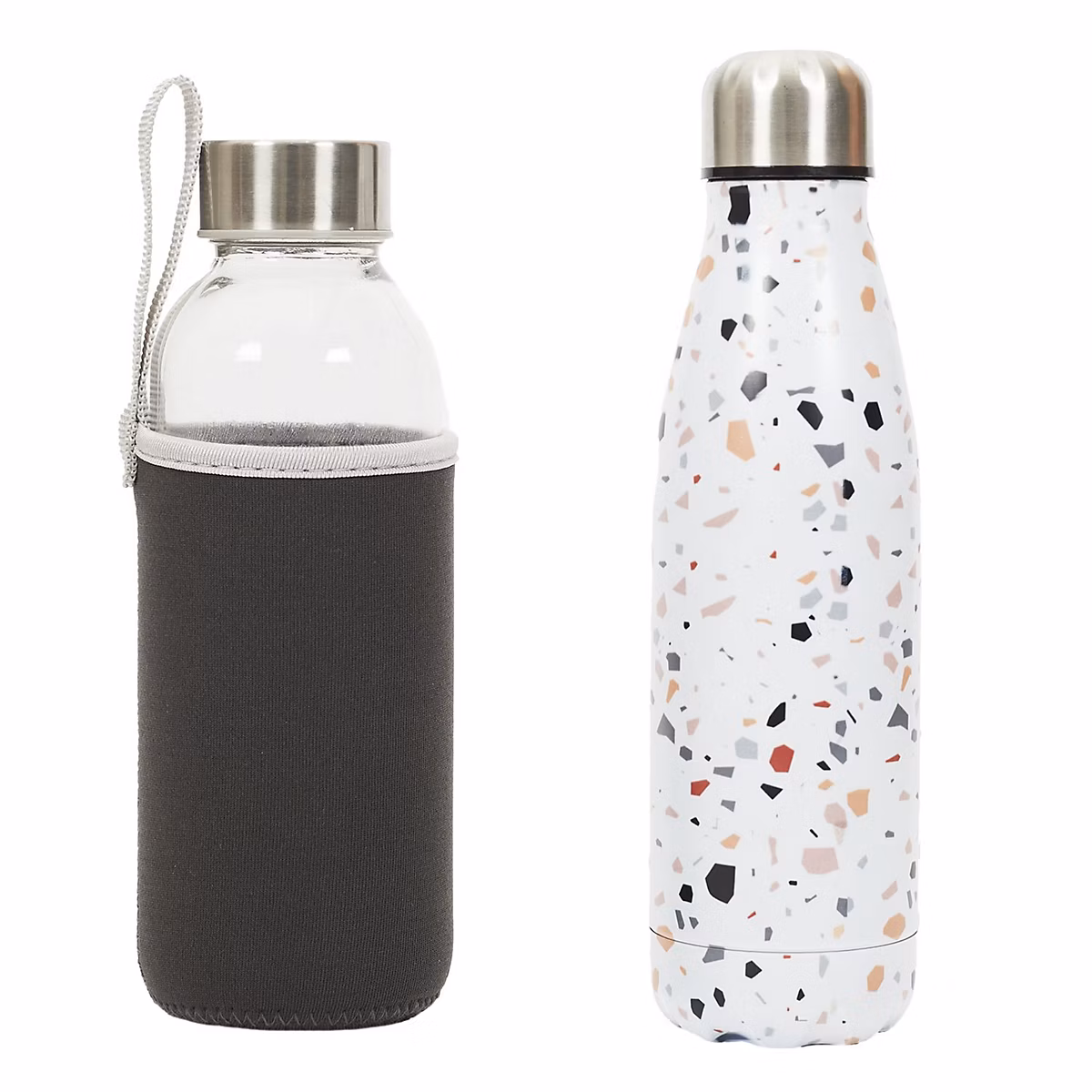Coffret de 2 gourdes de 50 cl 1 en verre et 1 isotherme Noir – L. 24 x l. 18 x H. 27 cm