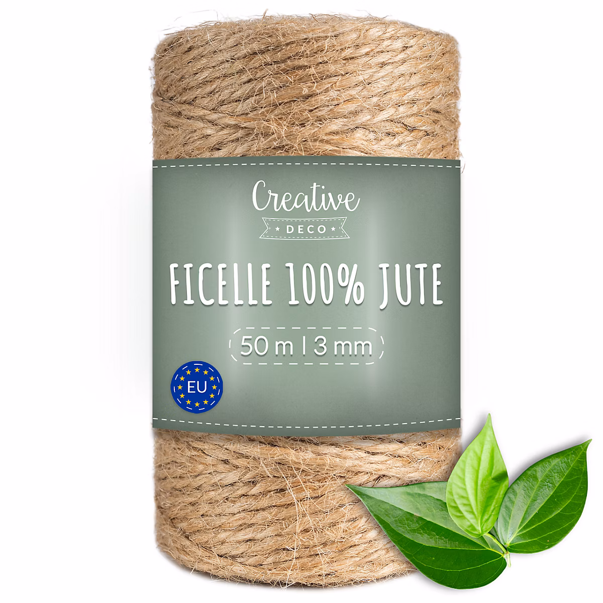 Creative Deco Ficelle Jute 50m 3mm – Corde Naturelle pour Jardinage, Bricolage, Mariage Champêtre, Attache Tomate et Ballons