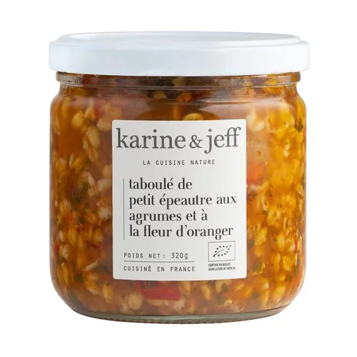 Taboulé de petit épeautre aux agrumes et à la fleur d'orange bio Le bonheur est dans le pot Karine & Jeff - 320 g