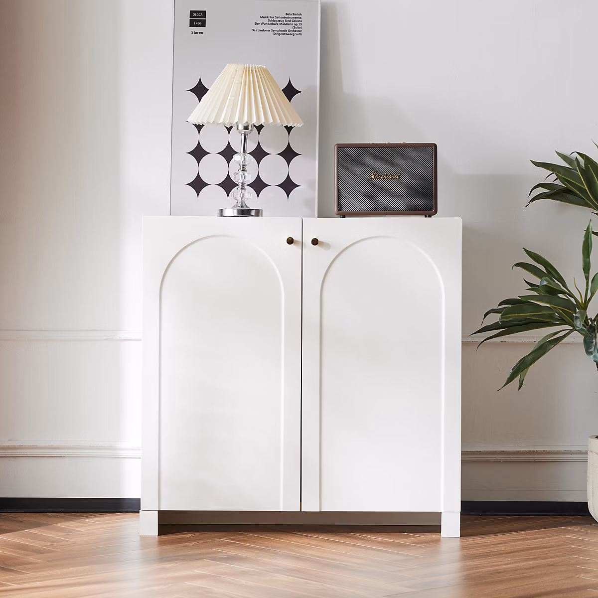 Meuble – Buffet 80 cm blanc en panneaux de particules avec 2 portes