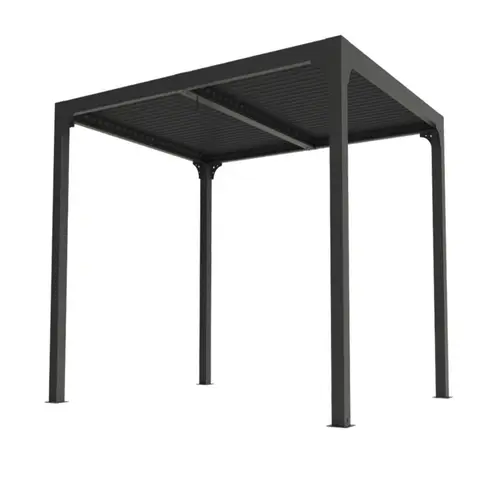 Pergola bioclimatique coloris gris en aluminium - 2,4 x 3 m