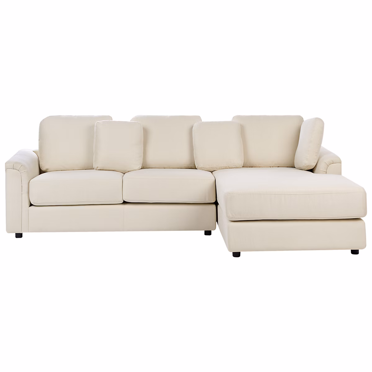 Canapé d'angle 4 places KOHLO Tissu Beige clair Côté gauche | Canapé