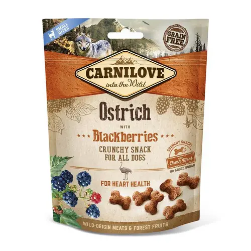 Friandise pour chien snack croquant goût autruche aux mûres Carnilove - 200 g