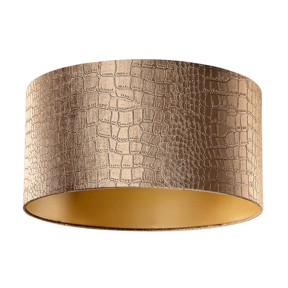 Abat-jour en velours – motif crocodile, intérieur doré 50/50/25