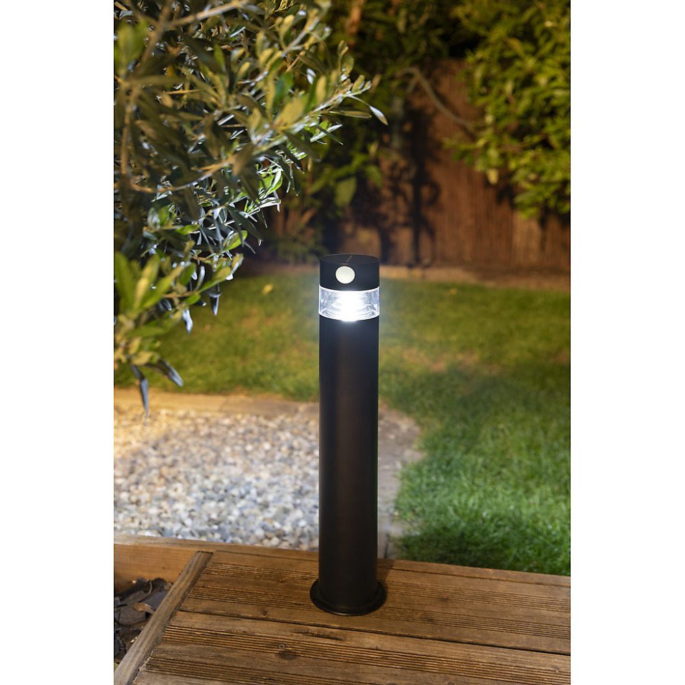 Borne solaire forte clarté en inox avec détecteur de présence- Hauteur 50cm- à planter ou à fixer- 8 LED SMD blanche- 150 Lumens – Réf. PIRTWEKMW5171132584