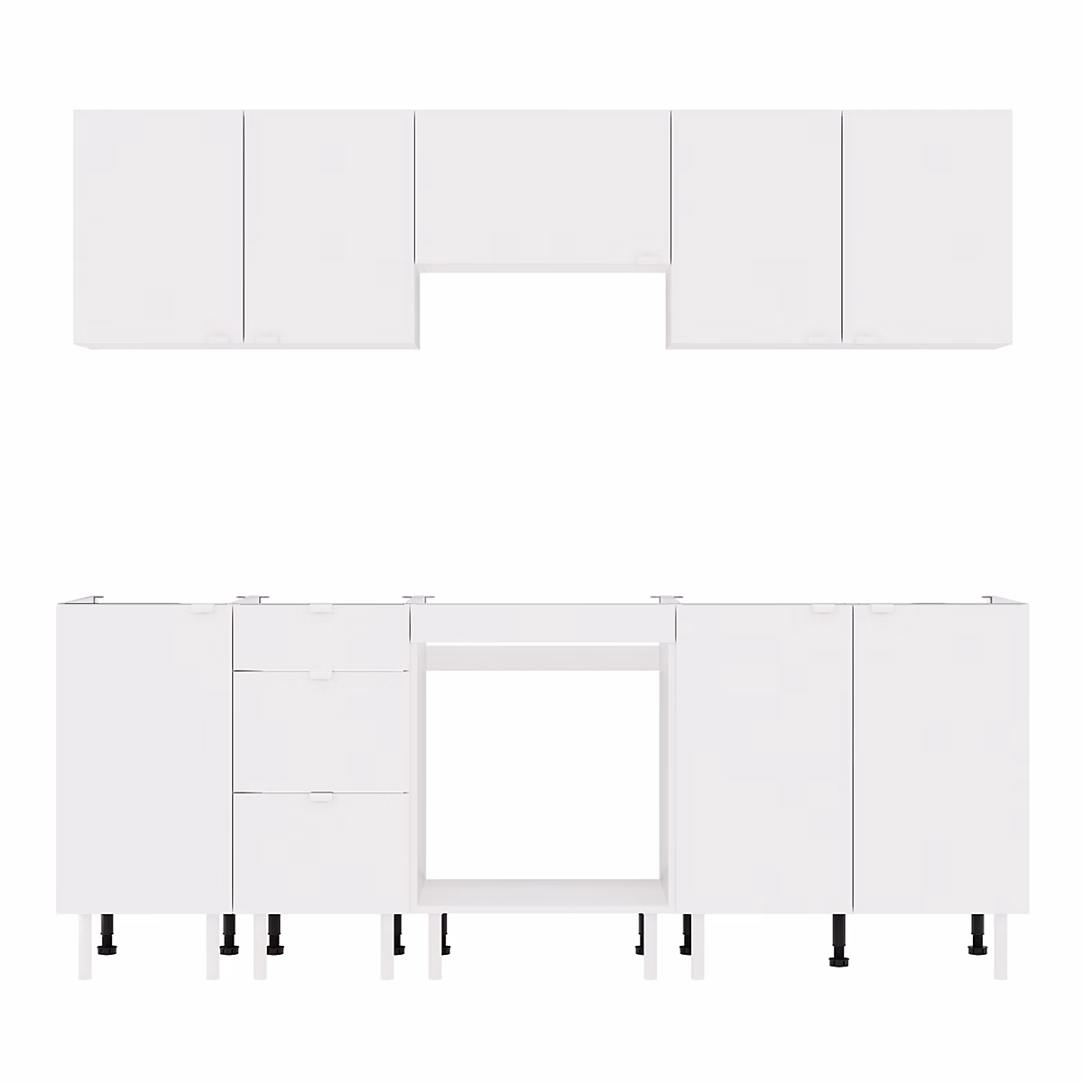 Cuisine complète Izee blanc 3 meubles hauts + 4 bas 3 tiroirs et 8 portes sans électroménager 220 cm – Réf. DOGEEANCS3035620561