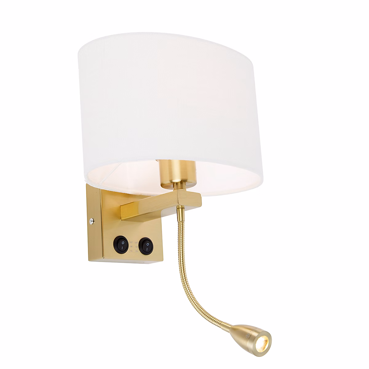 Applique murale laiton avec abat – jour lin ovale blanc 25cm, Brescia Combi
