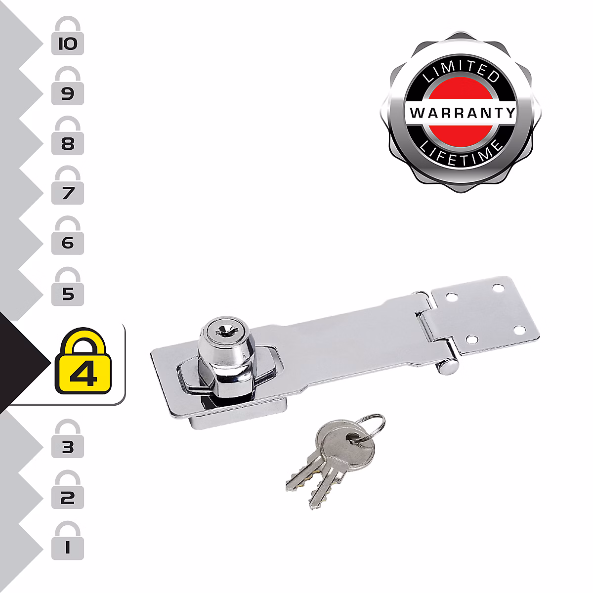 725EURD Moraillon pour Porte avec Serrure à Clé Intégrée – 11,8 × 4,1 cm