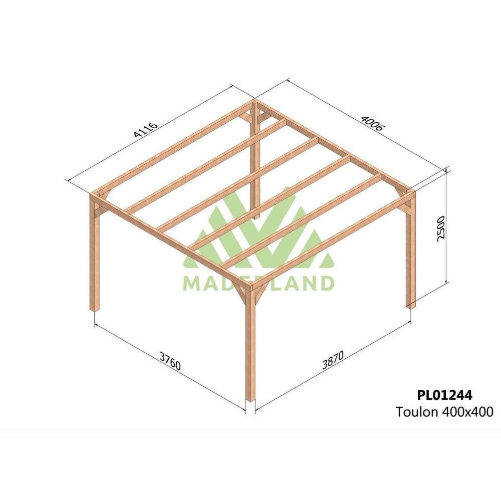 JARDIDECO Pergola en bois lamellé – 400 cm 3,5 m