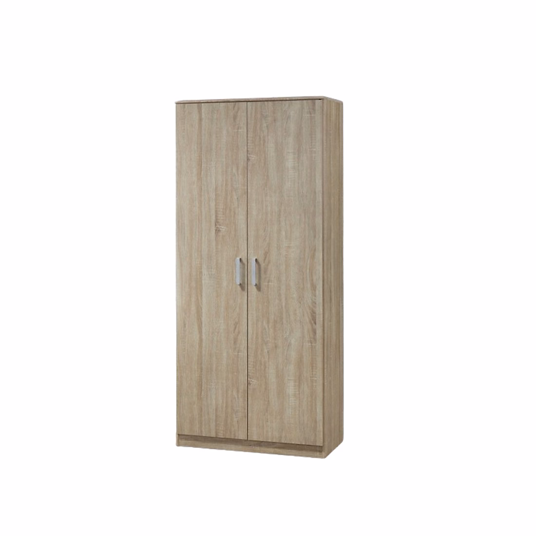 Armoire – Garde robe SAVIS, 2 portes, contemporaine chene Sonoma et poignées grises