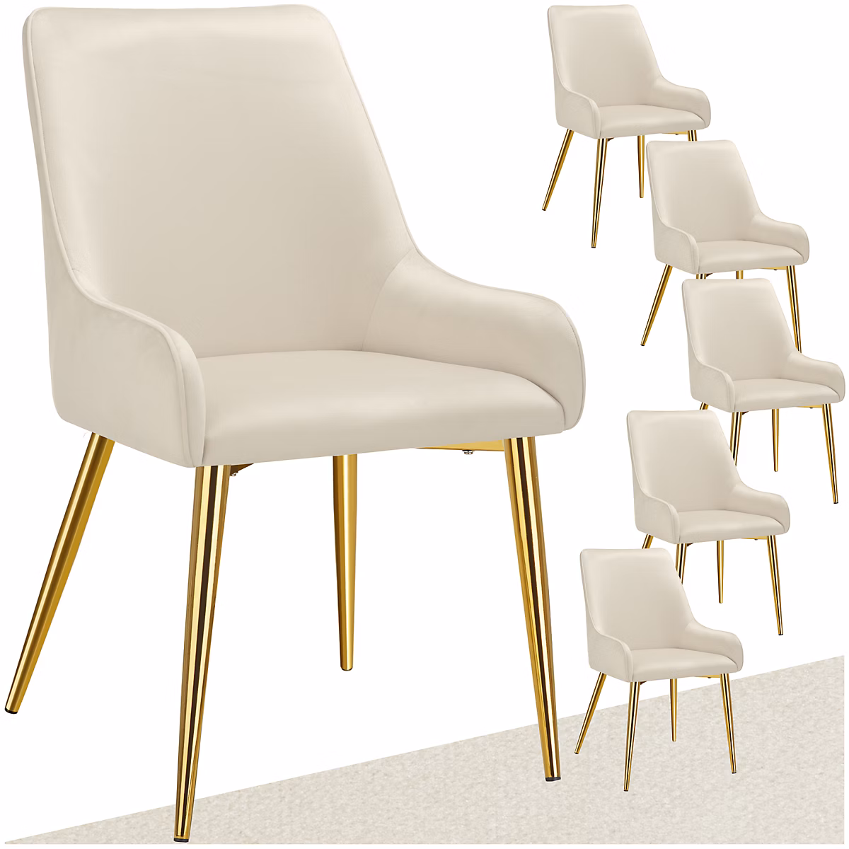 Chaise rembourrée en velours rembourré beige – Réf. MYCGWUEYU0766827756