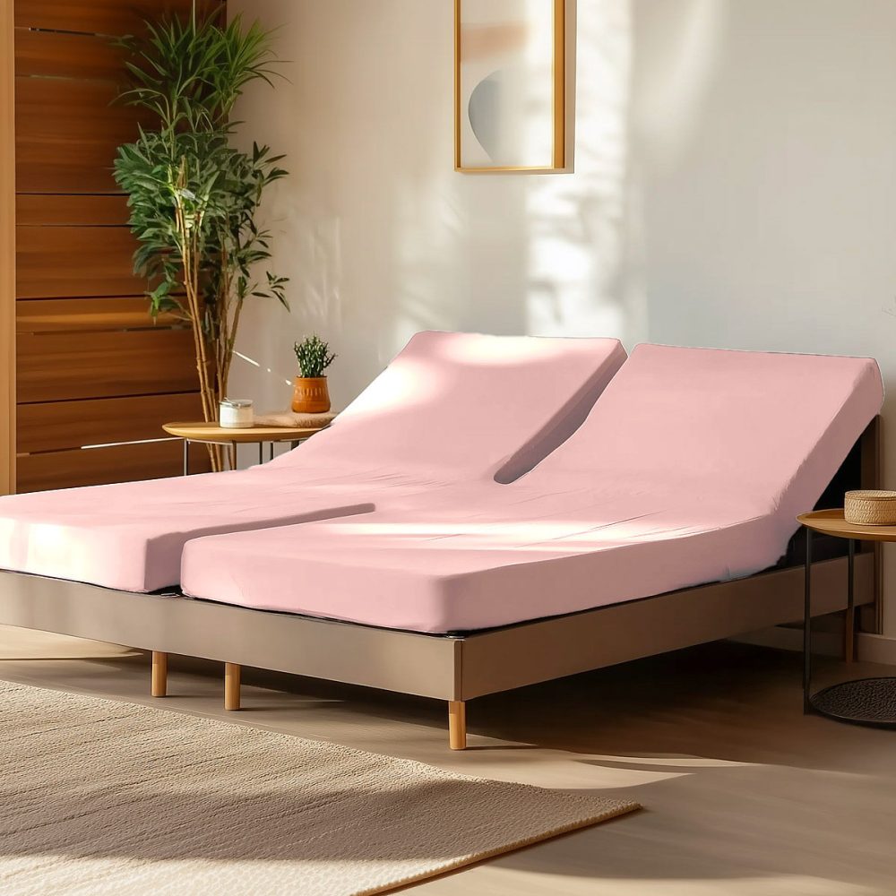 Drap housse en percale de coton pour lit articulé Poudre 140 × 190 cm SOFT PERCALE