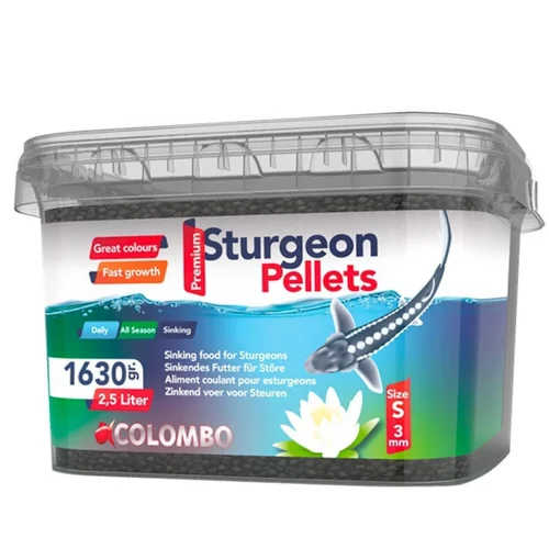 Nourriture granulés pour esturgeons, 3mm, COLOMBO BASSIN - Modèle Food S, 1630g - 2,5L