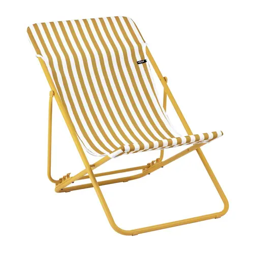 Maxi transat colorblock rayure miel Lafuma coloris jaune en polyester - 62 x 83 x 91 cm