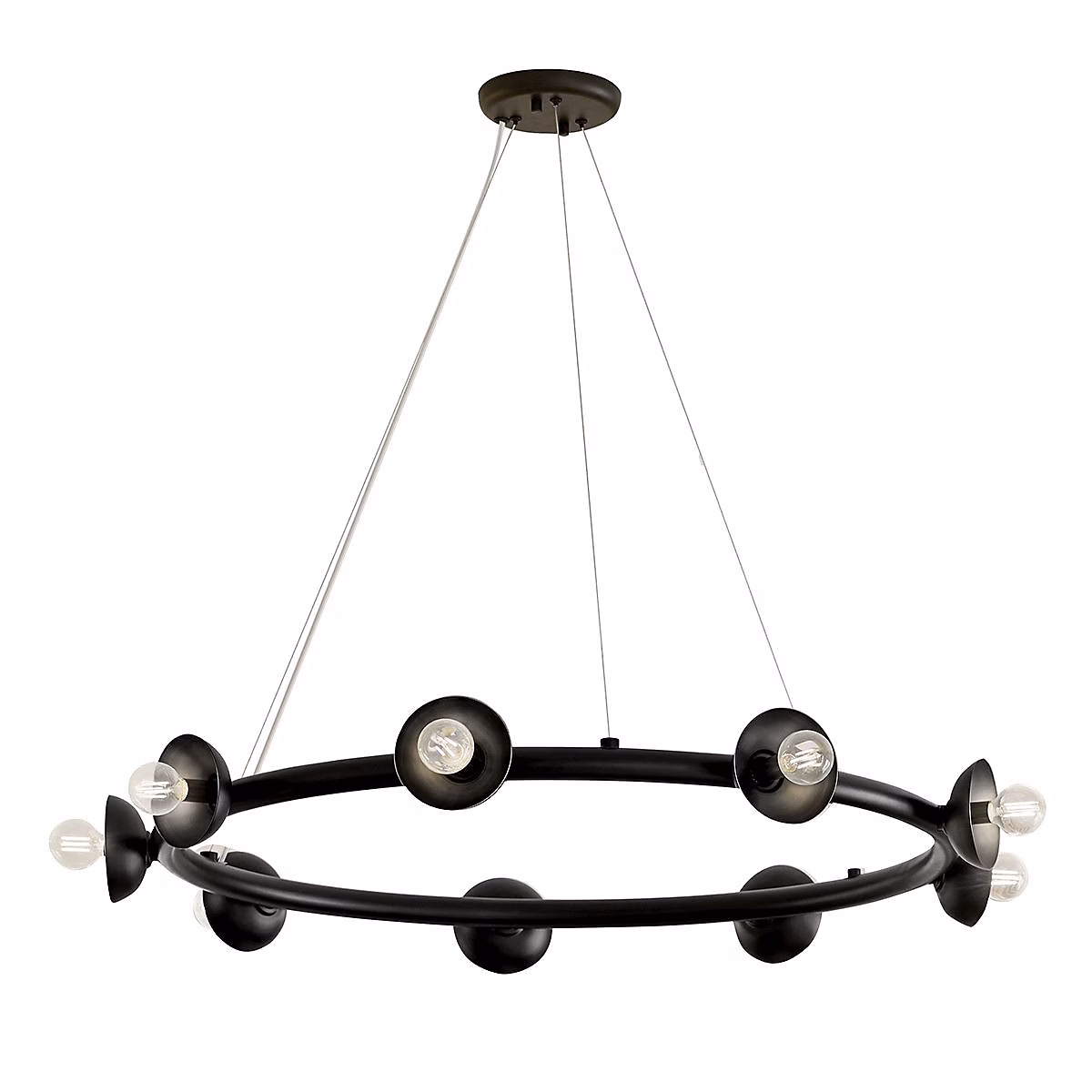 Elstead Kichler Palta Suspension cylindrique contemporaine noire satinée – 9 ampoules E14