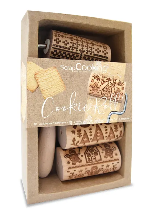 Mini rouleaux en bois à motif Noël avec manche interchangeable