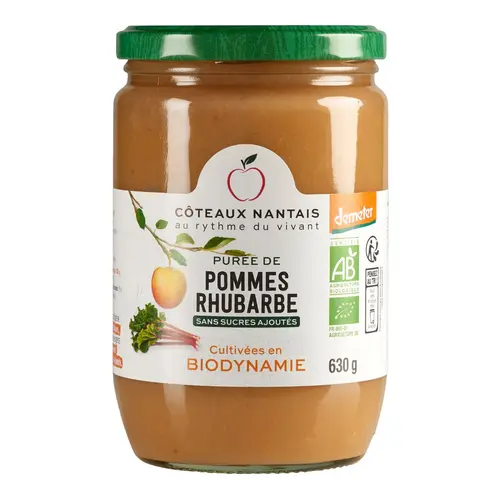 Purée bio de pommes rhubarbe Côteaux Nantais - 630 g