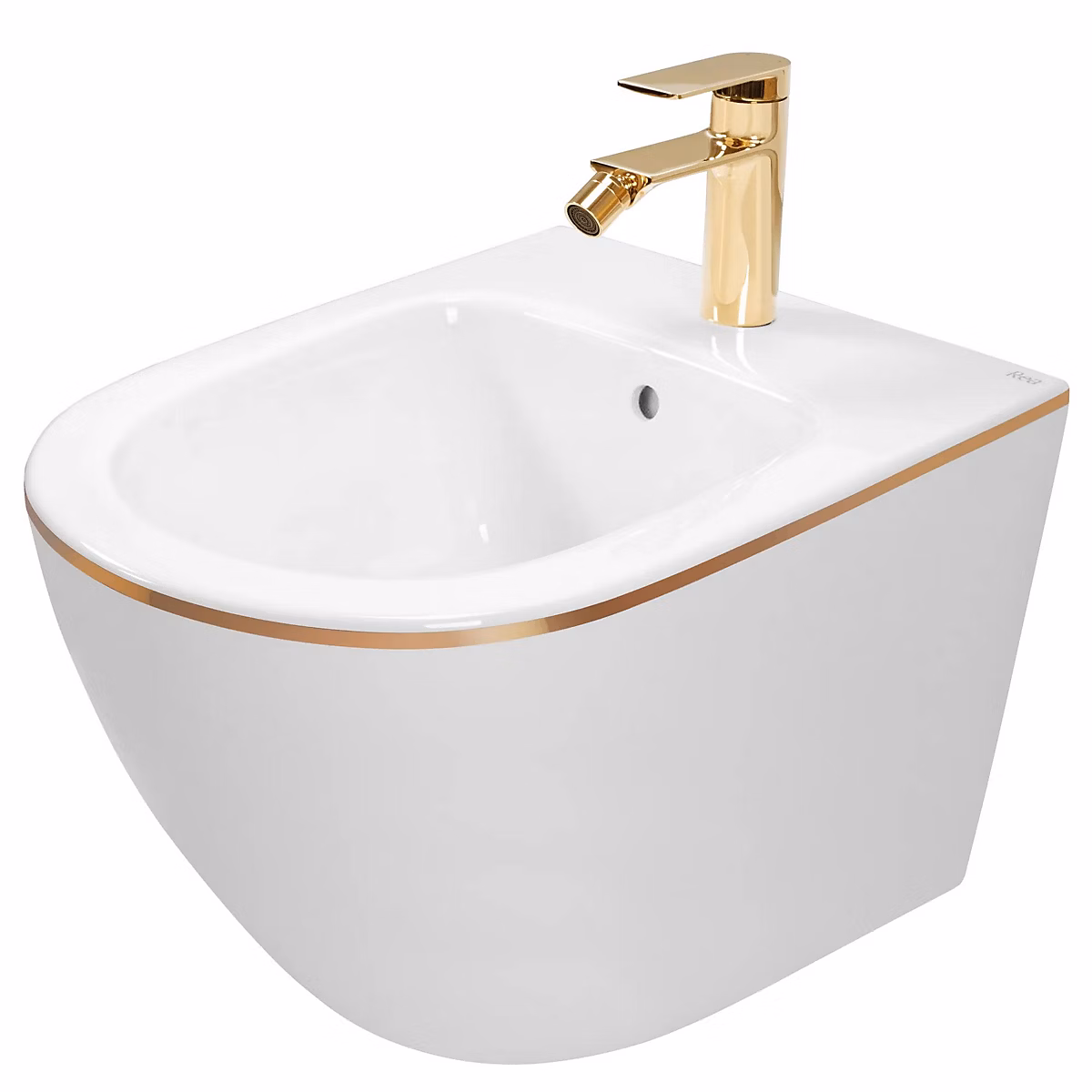 Bidet suspendu REA Carlo Mini White Gold Edge – Réf. CMHQOHIBK7027993669
