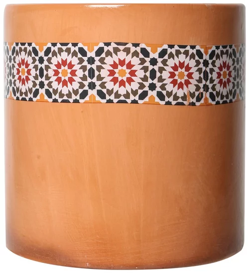 Bougie en cire blanche dans pot terracotta avec mèche extérieure - Ø 15 x H 15 cm