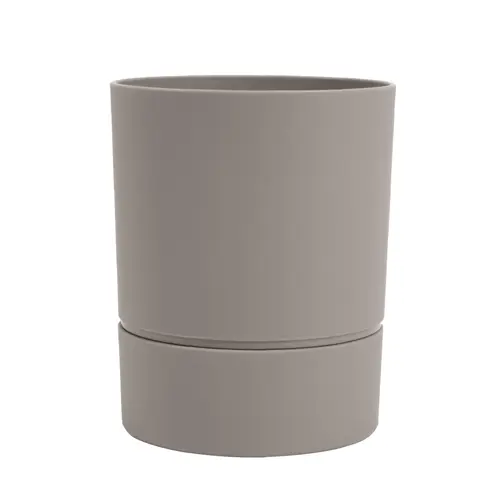 Pot rond en plastique à réserve d'eau coloris grège Poetic Aquaduo Orchidée - Ø 12,5 x H 15,5 cm