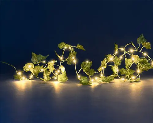 Guirlande solaire Blachère décoration lierre blanc chaud 80 LED - 4 m