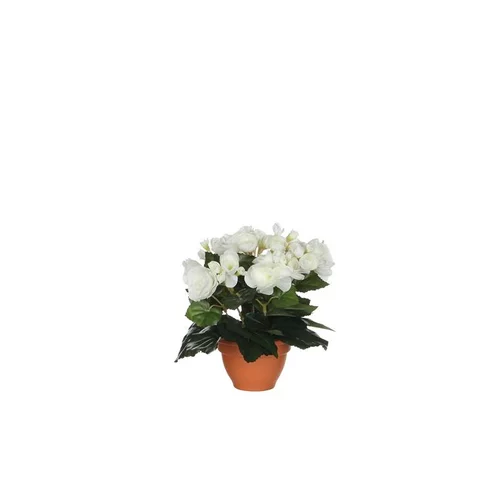 Bégonia blanc artificiel en pot Campana Terra H 25 x Ø 20 cm