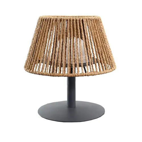 Lampe de table USB sans fil avec abat-jour naturel - Ø 20 x H 22 cm