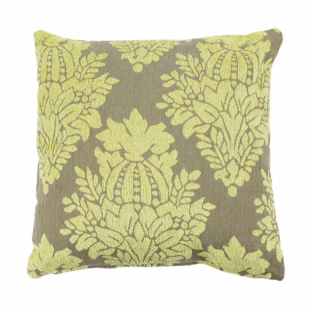 Coussin en coton tissé déhoussable à motifs fleur de lys vert 43 × 43