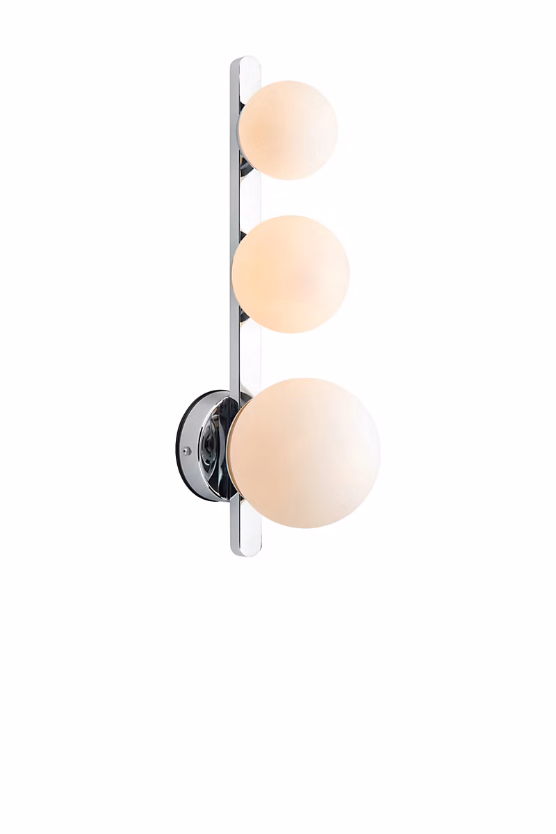Applique murale G9 – 3x20W max, IP44, verre opale et chrome, Markslöjd, Puro